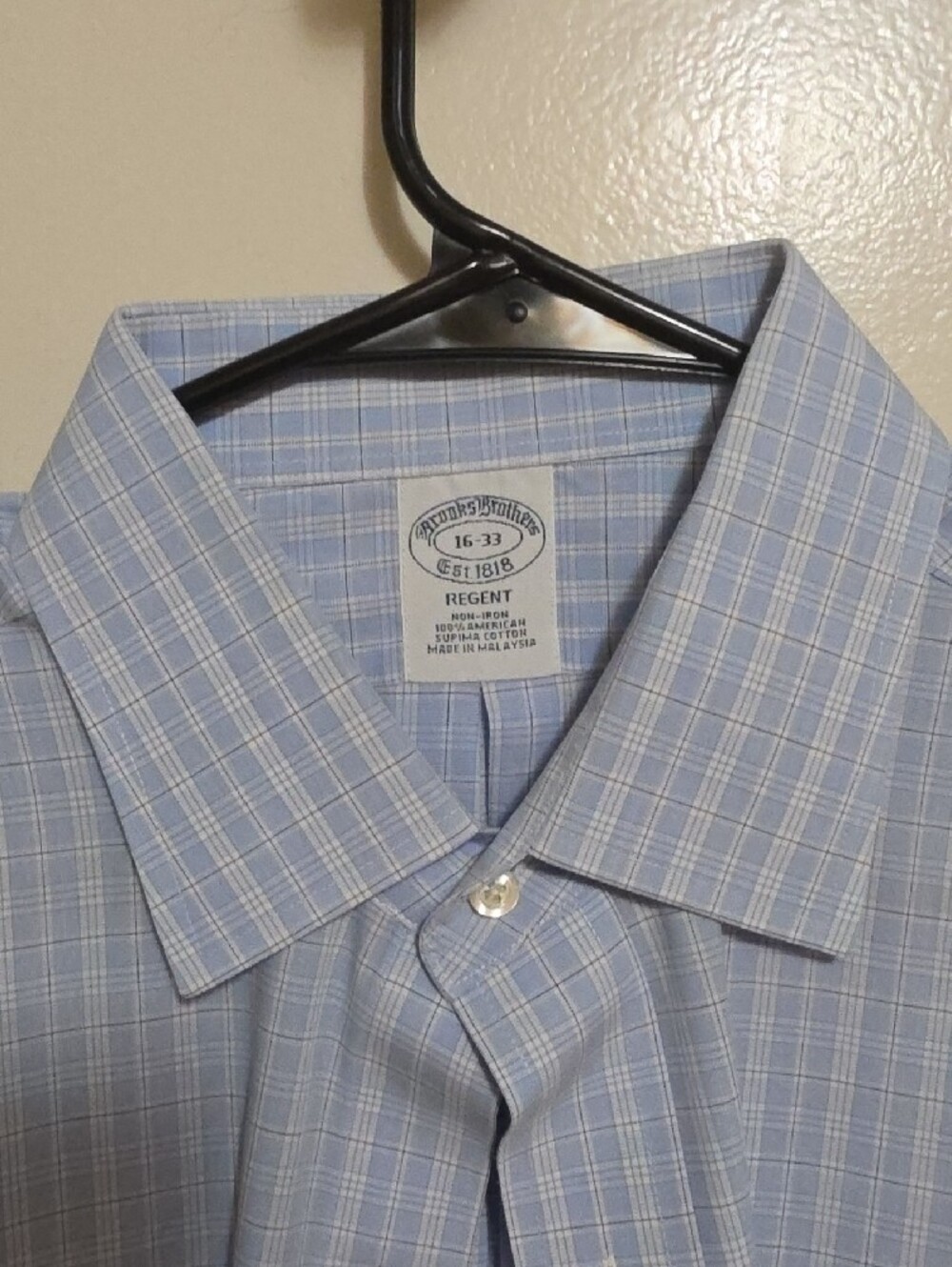 Brooks Brothers Regent Light Blue Checked Dress Shirt 16-33 - Picture 2 of 5